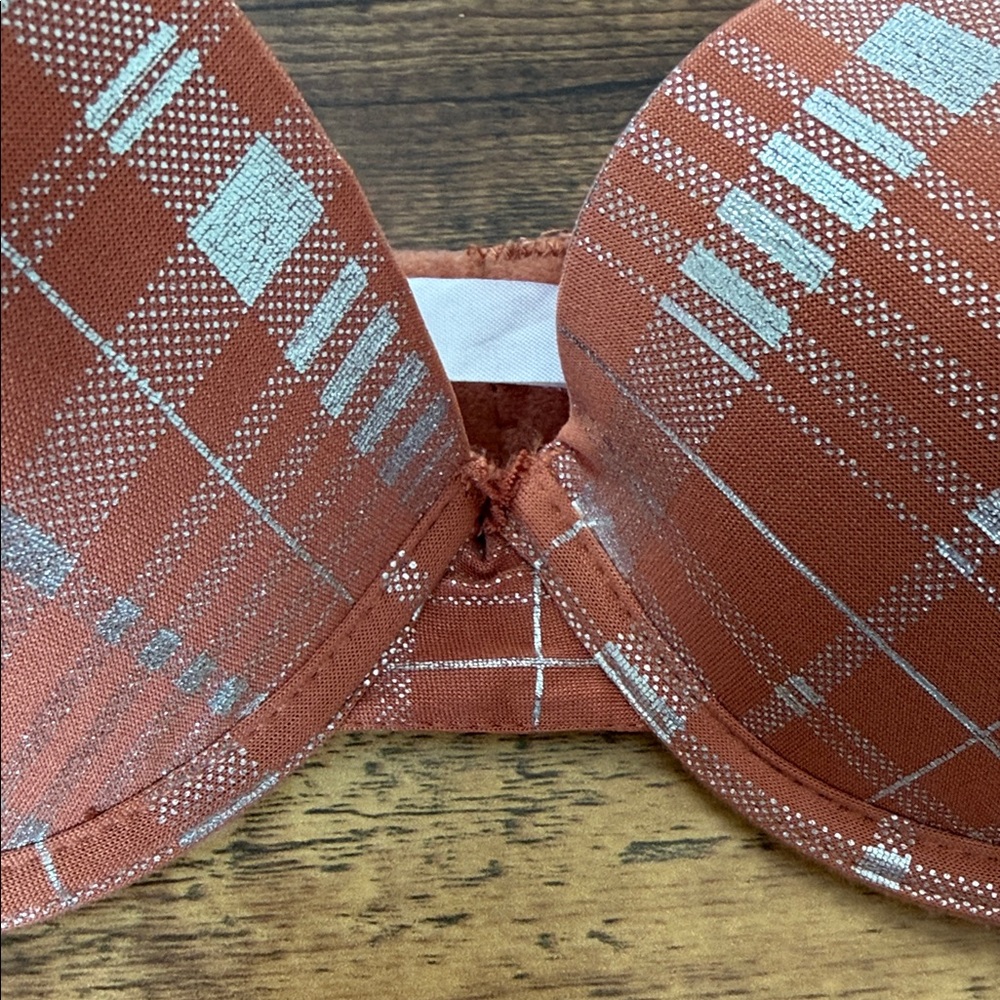 Stylish Plaid Bra in Rust and Silver - Picture 3 of 8